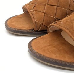 Werner 1911 Bio-Peeptoe-Mules Blauregen in Cognac mit runder Spitze