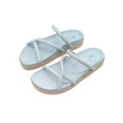 Werner 1911 Bio-Pantolette Efeu in eisblau mit schmalen Riemen