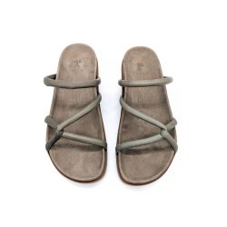 Werner 1911 Bio-Pantolette Efeu in Taupe mit gepolsterten Riemen