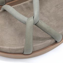 Werner 1911 Bio-Pantolette Efeu in Taupe mit überkreuzten, schmalen Riemen