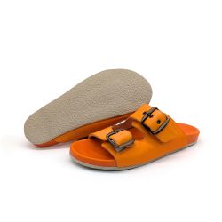 Werner 1911 Bio-Pantolette Iris in Orange mit flacher Sohle