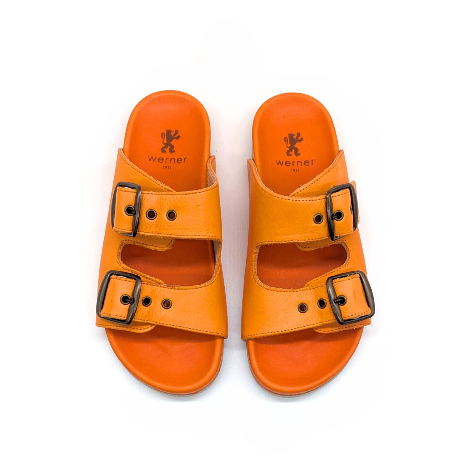 Werner 1911 Bio-Pantolette Iris in Orange mit ergonomischem Fußbett
