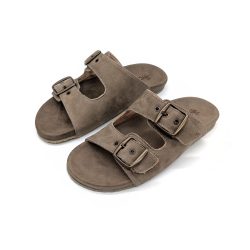 Werner 1911 Bio-Pantolette Iris in Schiefer Nubuk mit 2 Riemen