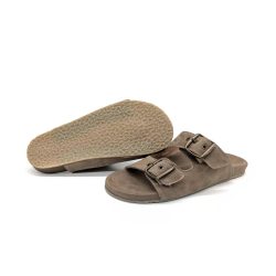 Werner 1911 Bio-Pantolette Iris in Schiefer Nubuk mit flacher Sohle