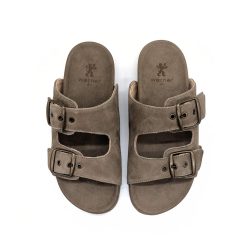 Werner 1911 Bio-Pantolette Iris in Schiefer Nubuk mit 2 Riemen